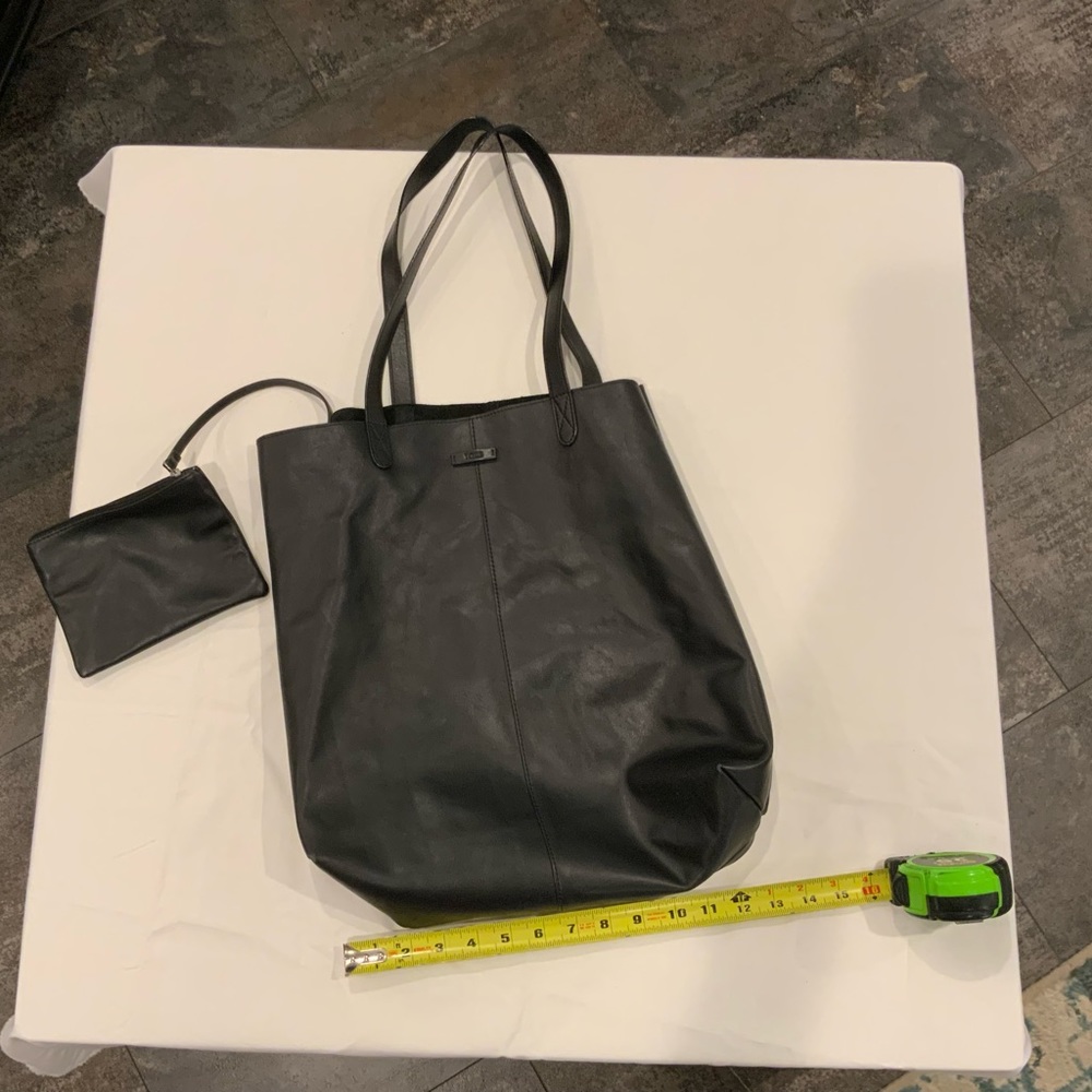 Toms black leather tote bag